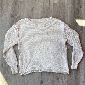 Free People Cream Textured Knit Sweater